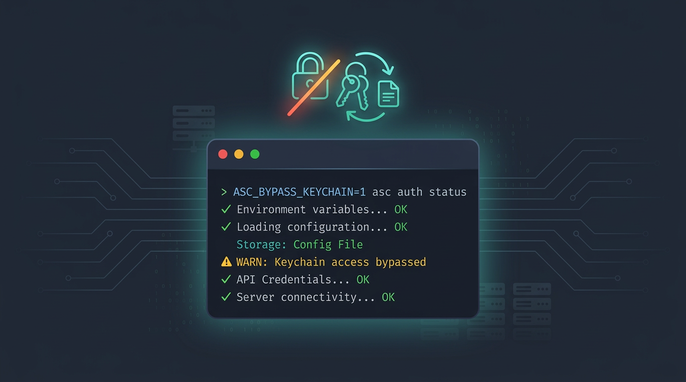 Skipping Keychain for App Store Connect Auth